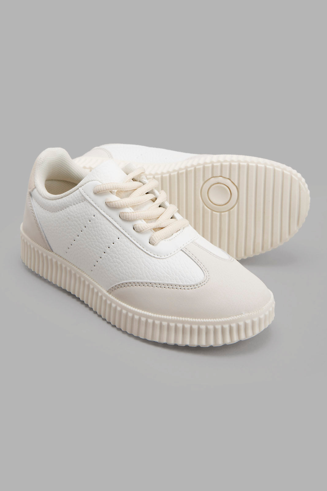 Redtag-White-Perforated-Sneaker-Category:Trainers,-Colour:White,-ContentTest,-Deals:New-In,-Filter:Girls-Footwear-(5-to-14-Yrs),-GSR-Trainers,-New-In-GSR-FOO,-Non-Sale,-Section:Girls-(0-to-14Yrs),-W22O-Senior-Girls-5 to 14 Years
