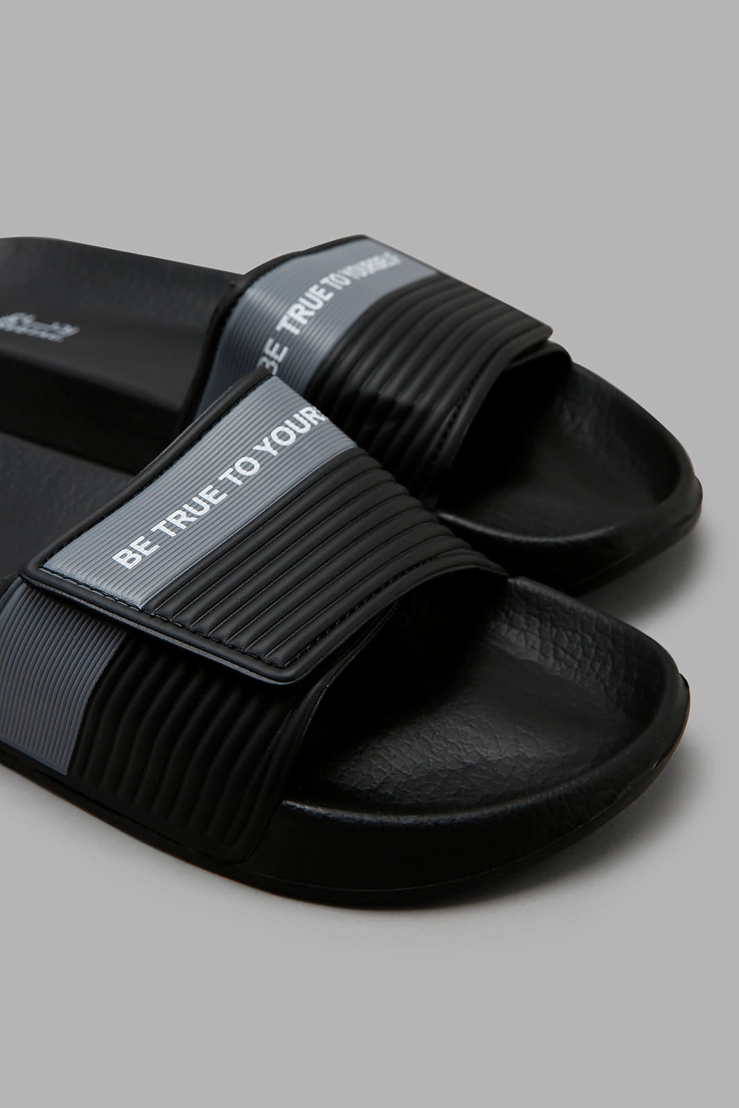 Redtag-Black-Stripe-Embossed-Slide-Category:Flip-Flops,-Colour:Black,-Filter:Men's-Footwear,-Men-Flip-Flops,-New-In,-New-In-Men-FOO,-Non-Sale,-Section:Men,-W22O-Men's-