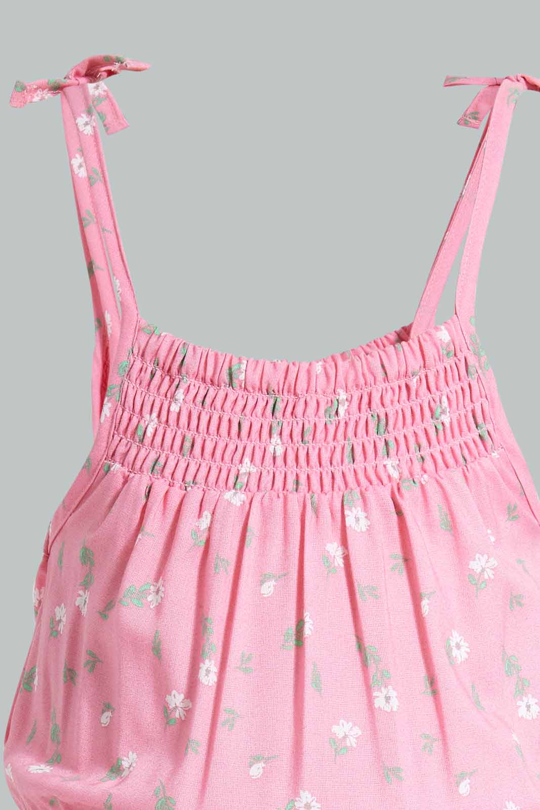 Redtag-Coral-Aop-Strappy-Jumpsuit-Category:Jumpsuits,-Colour:Orange,-Filter:Infant-Girls-(3-to-24-Mths),-Infant-Girls-Jumpsuits,-New-In,-New-In-ING,-Non-Sale,-RMD-add,-S22C,-Section:Kidswear-Infant-Girls-3 to 24 Months