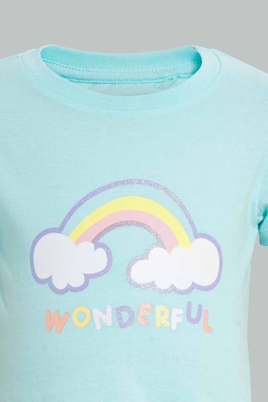 Redtag-Mint-And-Yellow-Wonderfull-Pyjama-Set-Pyjama-Sets-Infant-Girls-3 to 24 Months