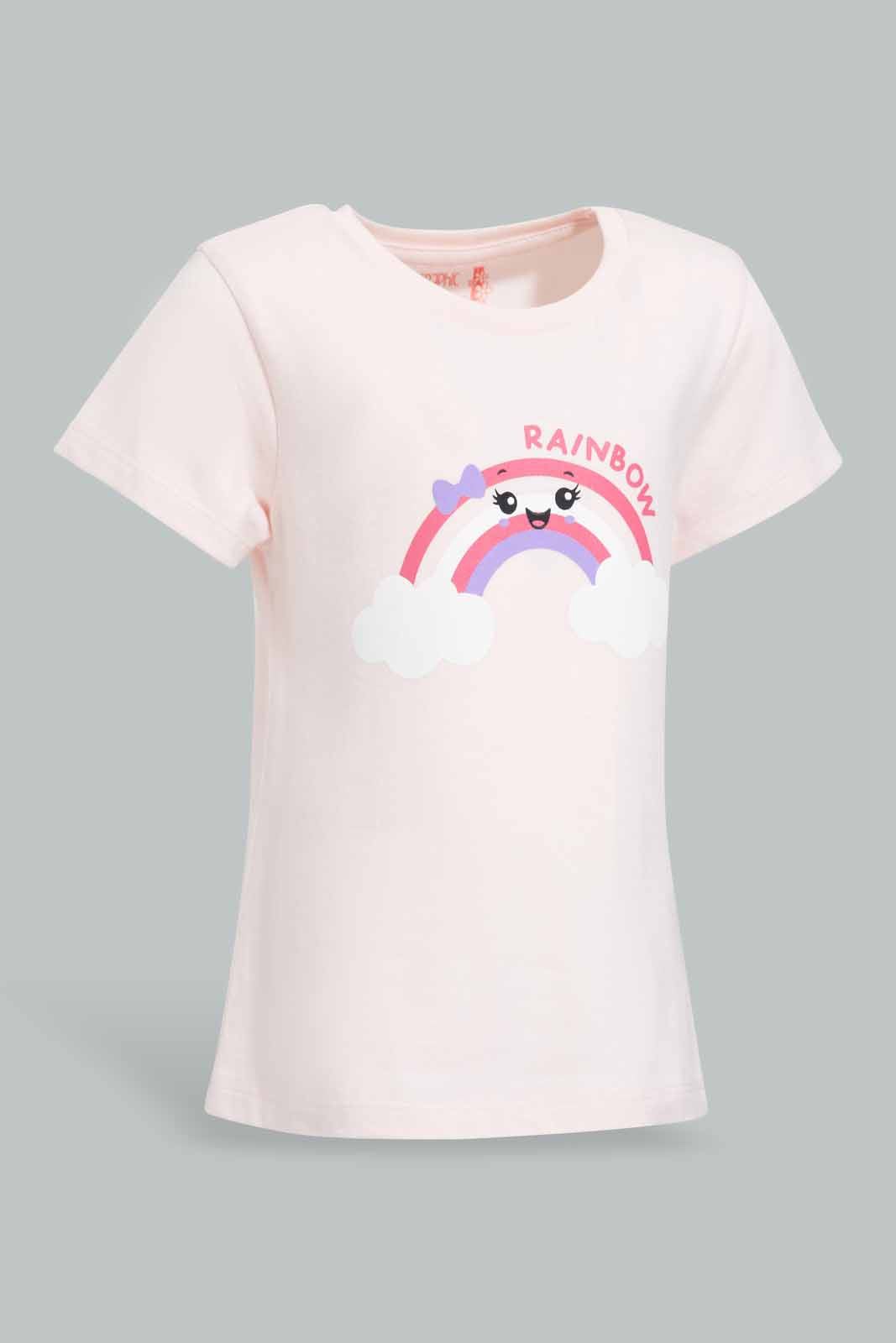 Redtag-Pink-Rainbow-Printed-T-Shirt-Category:T-Shirts,-Colour:Pink,-Filter:Infant-Girls-(3-to-24-Mths),-ING-T-Shirts,-New-In,-New-In-ING-APL,-Non-Sale,-S22B,-Section:Kidswear,-TBL-Infant-Girls-
