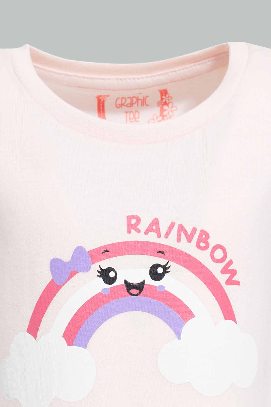 Redtag-Pink-Rainbow-Printed-T-Shirt-Category:T-Shirts,-Colour:Pink,-Filter:Infant-Girls-(3-to-24-Mths),-ING-T-Shirts,-New-In,-New-In-ING-APL,-Non-Sale,-S22B,-Section:Kidswear,-TBL-Infant-Girls-