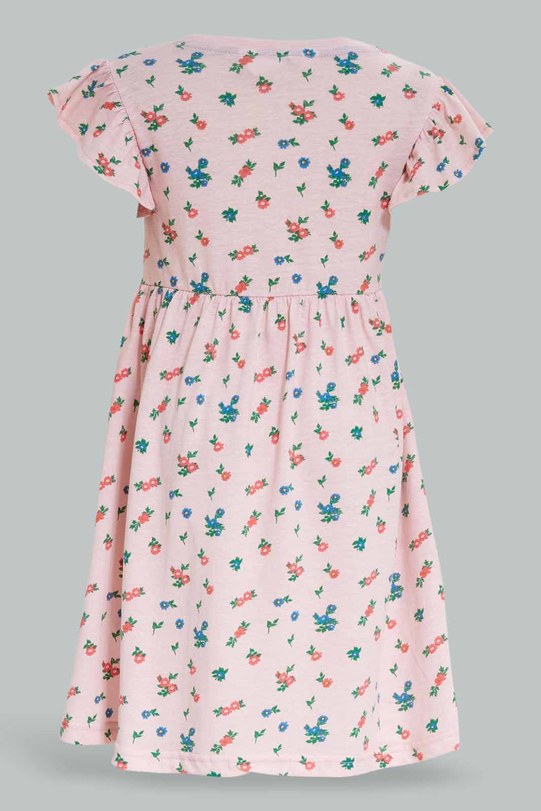 Redtag-Pink-Printed-Dress-2FOR49,-Category:Dresses,-Colour:Pink,-Deals:2-FOR-49,-Dept:Girls,-Filter:Girls-(2-to-8-Yrs),-Girls-Dresses,-PPE,-S22C,-Section:Girls-(0-to-14Yrs)-Girls-2 to 8 Years