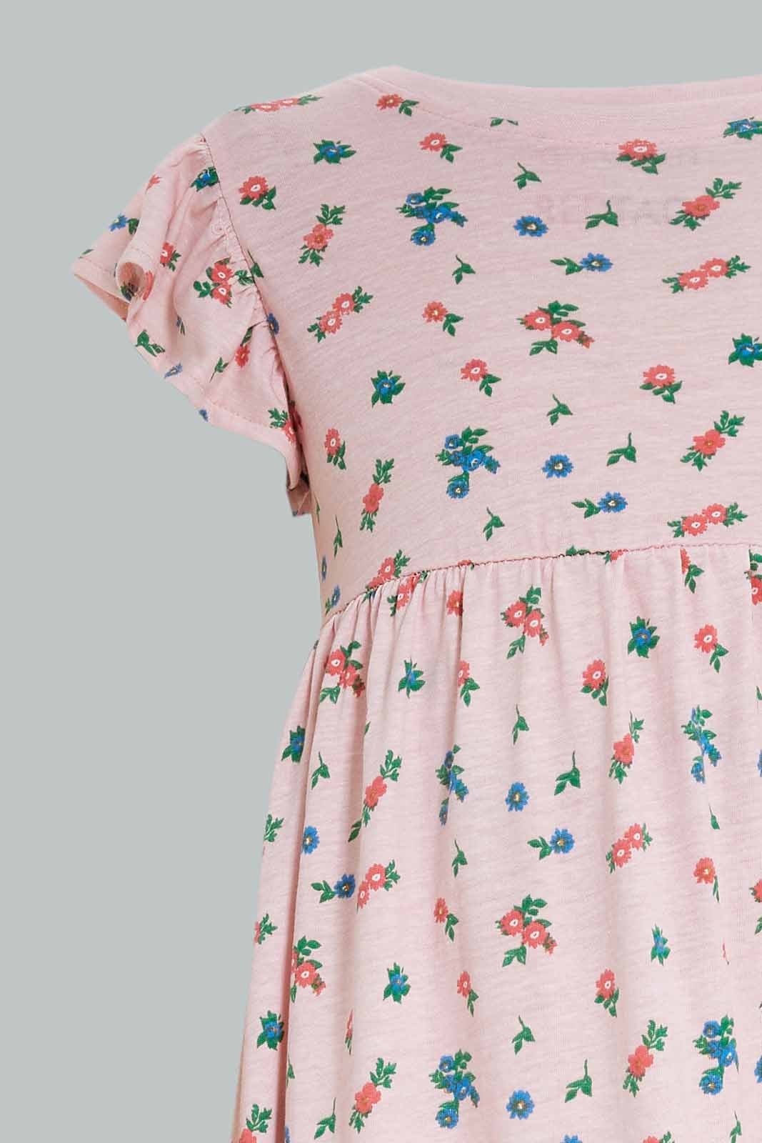 Redtag-Pink-Printed-Dress-2FOR49,-Category:Dresses,-Colour:Pink,-Deals:2-FOR-49,-Dept:Girls,-Filter:Girls-(2-to-8-Yrs),-Girls-Dresses,-PPE,-S22C,-Section:Girls-(0-to-14Yrs)-Girls-2 to 8 Years