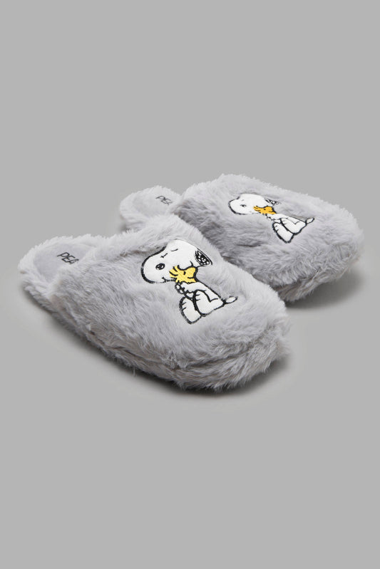 Redtag-Grey-Snoopy-Slipper-Category:Slippers,-Colour:Grey,-Deals:New-In,-Filter:Women's-Footwear,-New-In-Women-FOO,-Non-Sale,-Section:Women,-W22A,-Women-Slippers-Women's-