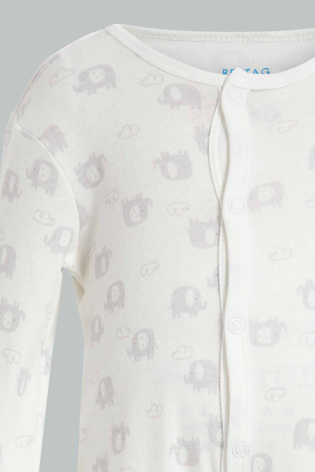 Redtag-Grey-Elephant-2-Piece-Pack-Sleep-Suit-Sleepsuits-Baby-0 to 12 Months