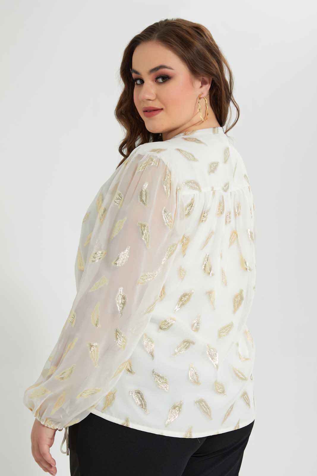 Redtag-Gold-Leaf-Ivory-Jacquard-Blouse-Blouses-Women's-
