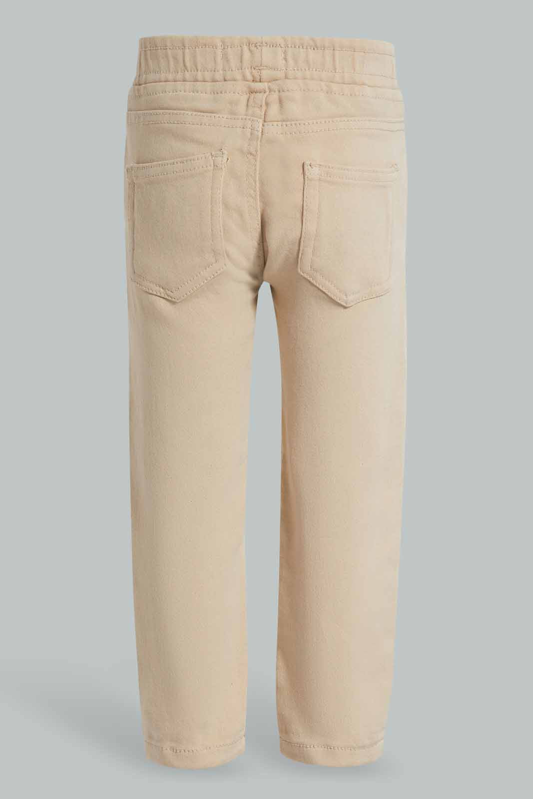 Redtag-Beige-Color-Knit-Denim-Pant-Knit-Denim-Infant-Boys-3 to 24 Months