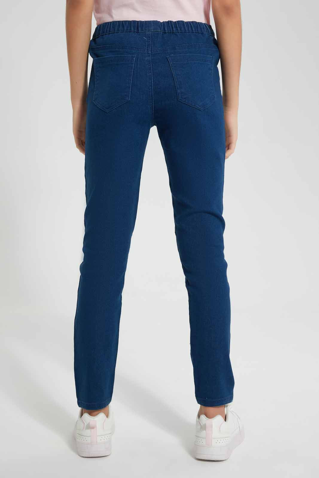 Redtag-Dk-Wash-Skinny-With-Bunny-Category:Jeans,-Colour:Darkwash,-Deals:2-For-90,-Filter:Senior-Girls-(9-to-14-Yrs),-GSR-Jeans,-New-In,-New-In-GSR,-RMD-add,-S22C,-Section:Kidswear-Senior-Girls-9 to 14 Years