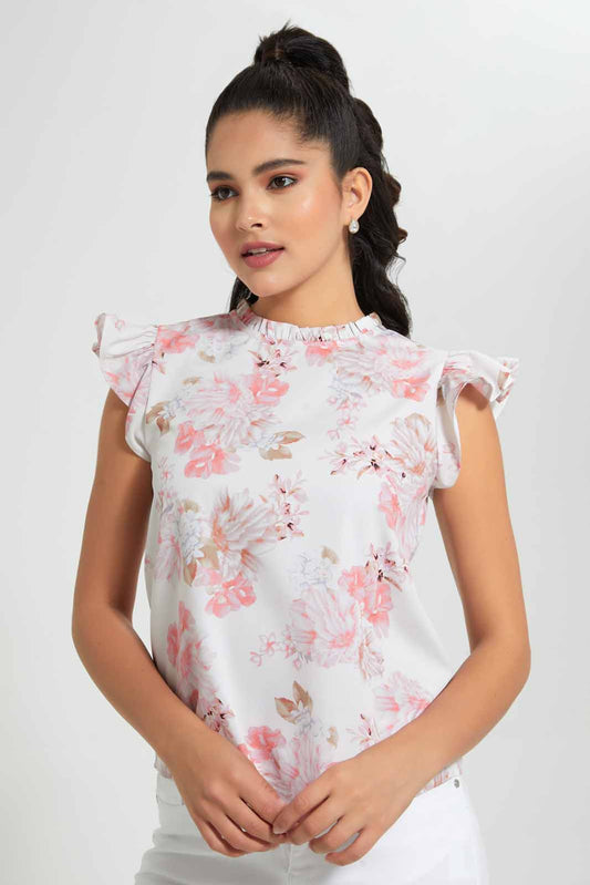 Redtag-Pink-Ruffled-Blouse-Category:Blouses,-Colour:Pink,-Deals:Sale,-Filter:Women's-Clothing,-PPE,-S22C,-Sale-Women-APL,-Section:Women,-Women-Blouses-Women's-