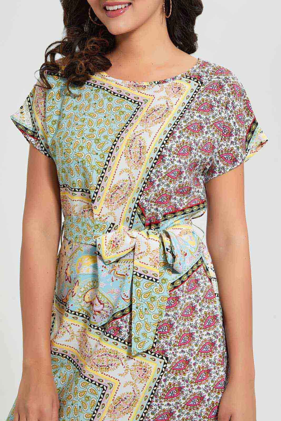 Redtag-Multicolour-Printed-Dress-With-Belt-Category:Dresses,-Colour:Multicolour,-Deals:4-For-90,-Deals:Sale,-Filter:Women's-Clothing,-PPE,-S22C,-Sale-Women-APL,-Section:Women,-Women-Dresses-Women's-