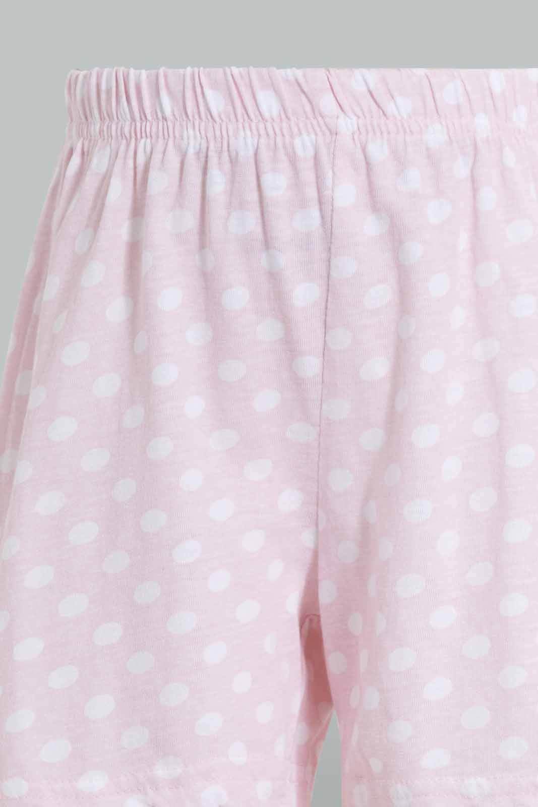 Redtag-Pink-Printed-S/Sleeve-Pyjama-Sets-Pyjama-Sets-Girls-2 to 8 Years