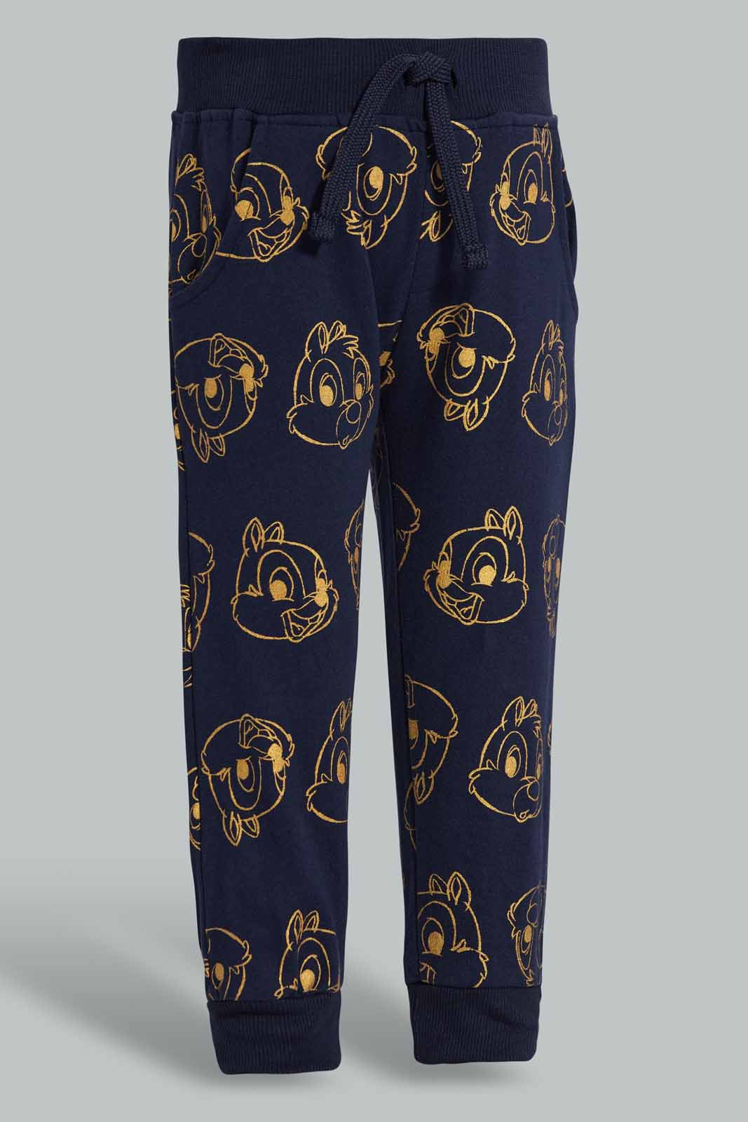 Redtag-Black-Chip-N-Dale-Printed-Active-Pant-Joggers-Infant-Boys-3 to 24 Months