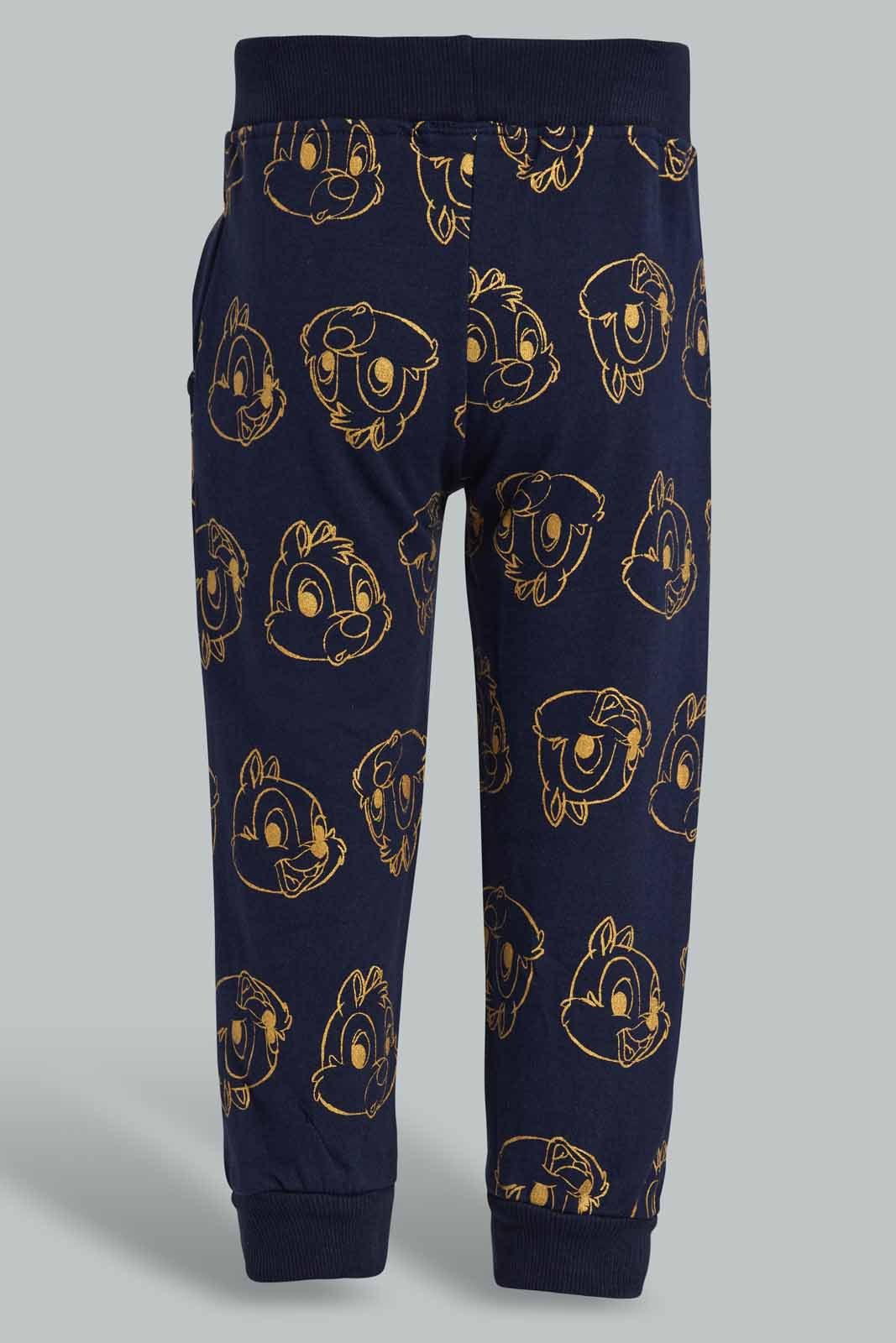 Redtag-Black-Chip-N-Dale-Printed-Active-Pant-Joggers-Infant-Boys-3 to 24 Months
