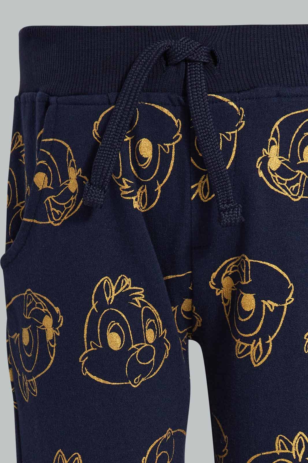 Redtag-Black-Chip-N-Dale-Printed-Active-Pant-Joggers-Infant-Boys-3 to 24 Months