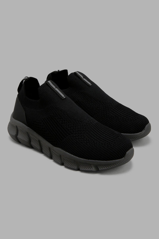 Redtag-Black-Knit-Slip-On-Category:Trainers,-Colour:Black,-Filter:Men's-Footwear,-Men-Trainers,-New-In,-New-In-Men-FOO,-Non-Sale,-Section:Men,-W22A-Men's-