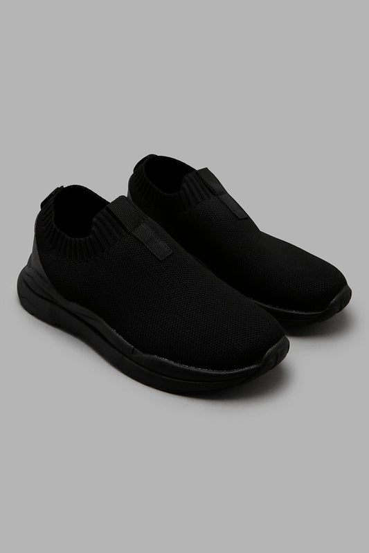 Redtag-Black-Knit-Slip-On-BSR-Trainers,-Category:Trainers,-Colour:Black,-Filter:Boys-Footwear-(5-to-14-Yrs),-New-In,-New-In-BSR-FOO,-Non-Sale,-Section:Boys-(0-to-14Yrs),-W22O-Senior-Boys-5 to 14 Years