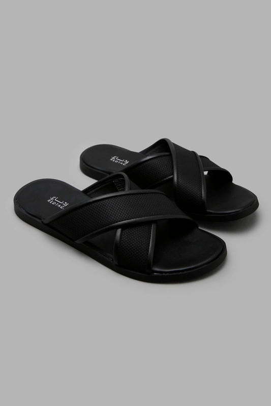 Redtag-Black-Criss-Cross-Strap-Sandal-Category:Sandals,-Colour:Black,-Filter:Men's-Footwear,-Men-Sandals,-New-In,-New-In-Men-FOO,-Non-Sale,-Section:Men,-W22O-Men's-