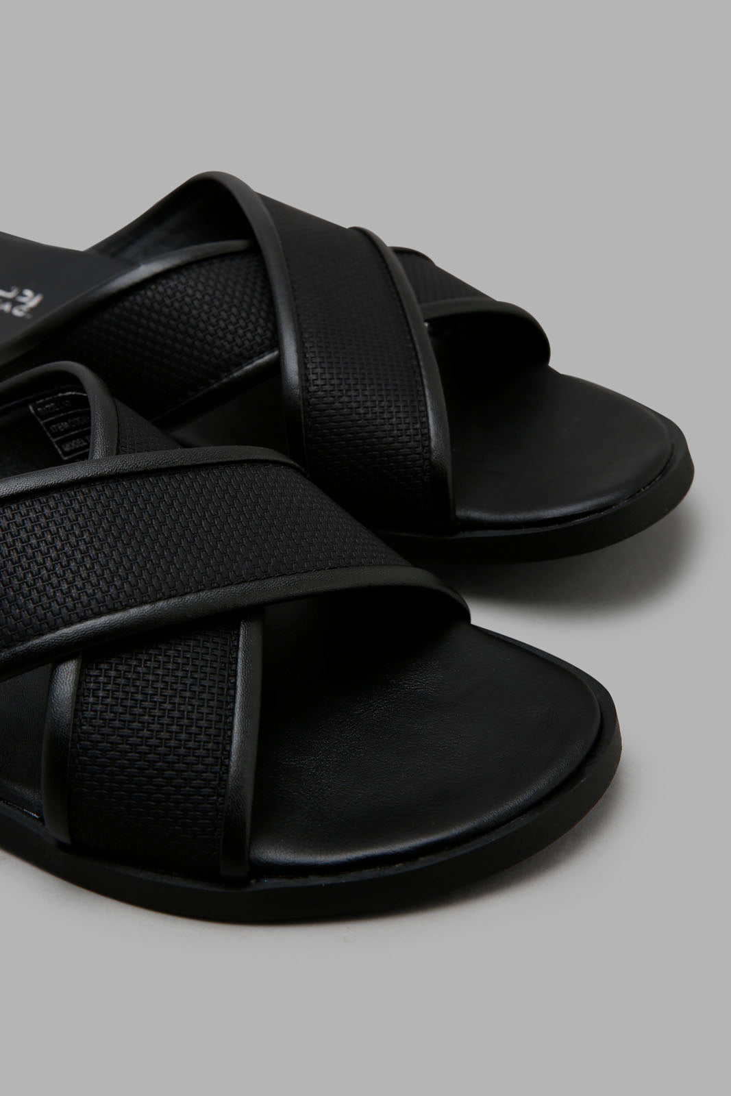 Redtag-Black-Criss-Cross-Strap-Sandal-Category:Sandals,-Colour:Black,-Filter:Men's-Footwear,-Men-Sandals,-New-In,-New-In-Men-FOO,-Non-Sale,-Section:Men,-W22O-Men's-