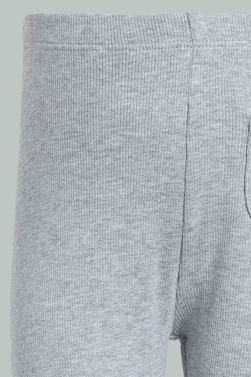Redtag-Grey-Melange-Solid-Colour-Ribbed-Legging-Leggings-Infant-Girls-3 to 24 Months