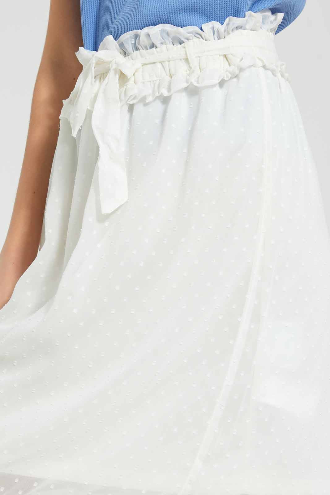 Redtag-White-Dobby-Ruffled-Hem-Skirts-Skirts-Senior-Girls-9 to 14 Years