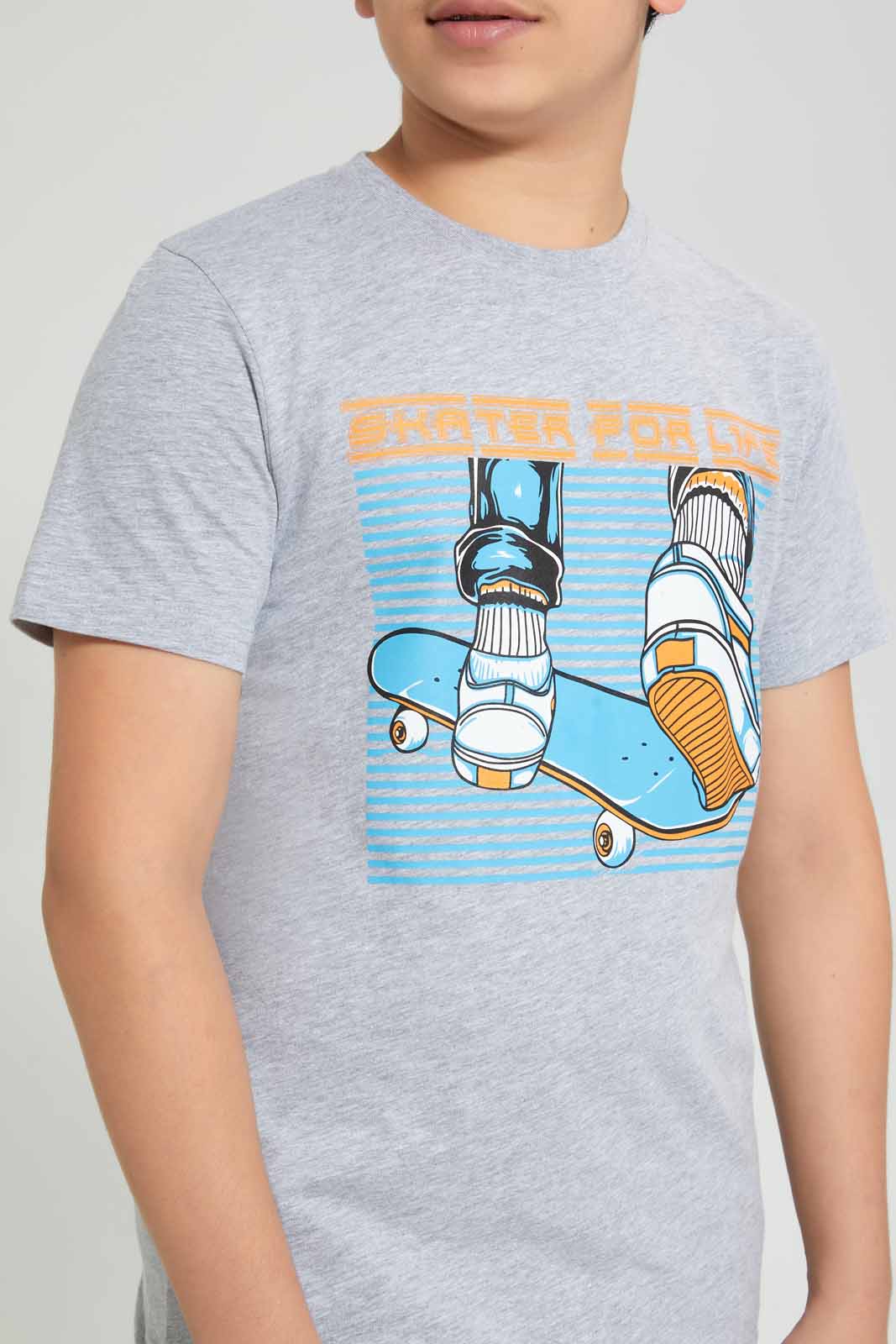 Redtag-Grey-Skate-For-Life-Tee-Graphic-T-Shirts-Senior-Boys-9 to 14 Years