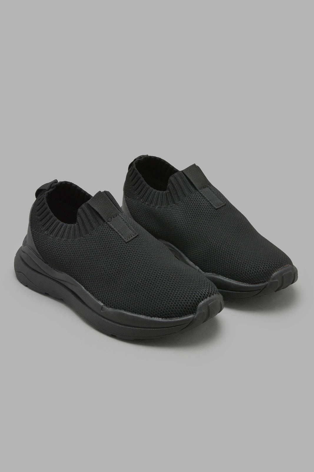 Redtag-Black-Knit-Slip-On-BOY-Trainers,-Category:Trainers,-Colour:Black,-Deals:New-In,-Filter:Boys-Footwear-(3-to-5-Yrs),-New-In-BOY-FOO,-Non-Sale,-S22C,-Section:Boys-(0-to-14Yrs)-Boys-3 to 5 Years