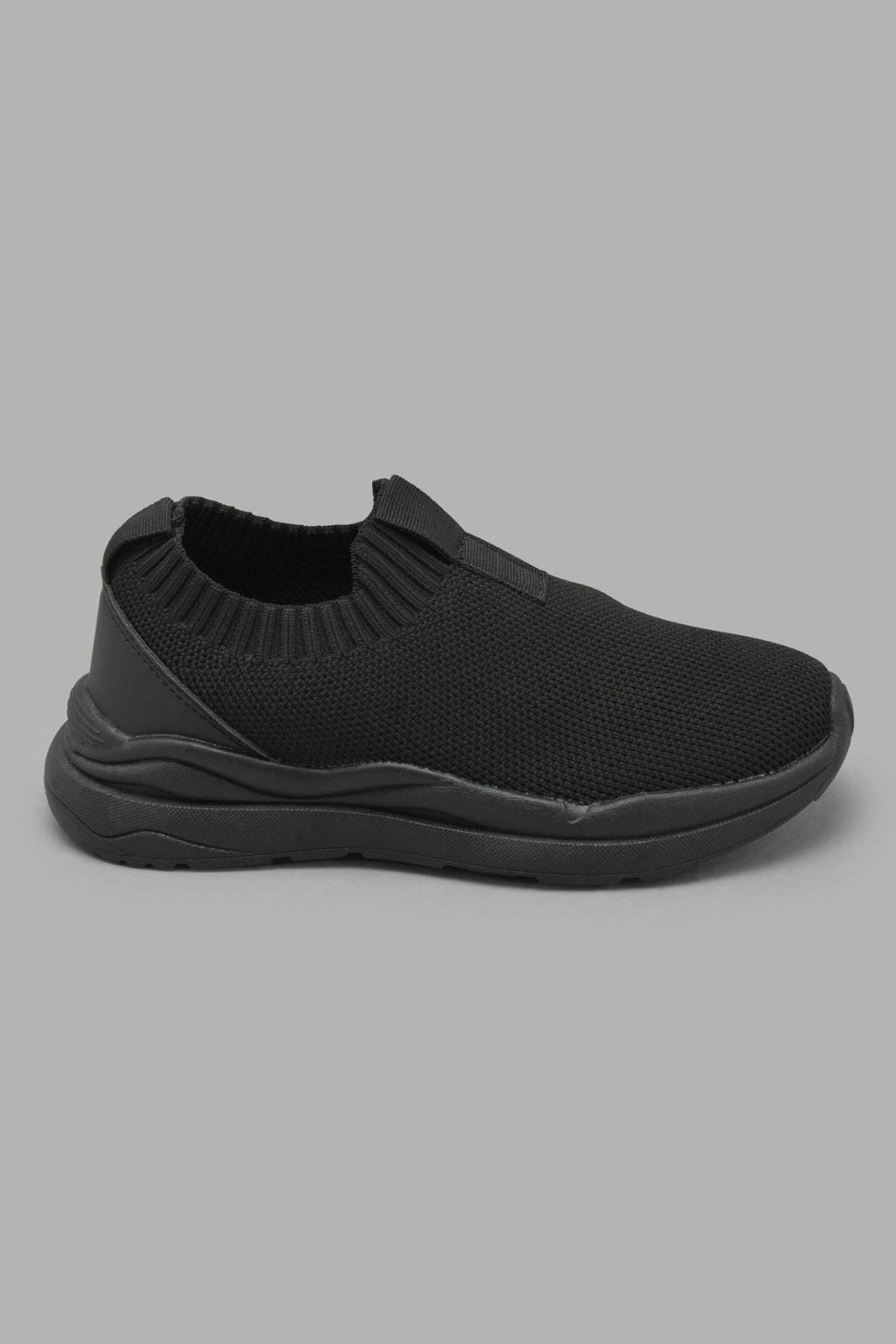 Redtag-Black-Knit-Slip-On-BOY-Trainers,-Category:Trainers,-Colour:Black,-Deals:New-In,-Filter:Boys-Footwear-(3-to-5-Yrs),-New-In-BOY-FOO,-Non-Sale,-S22C,-Section:Boys-(0-to-14Yrs)-Boys-3 to 5 Years