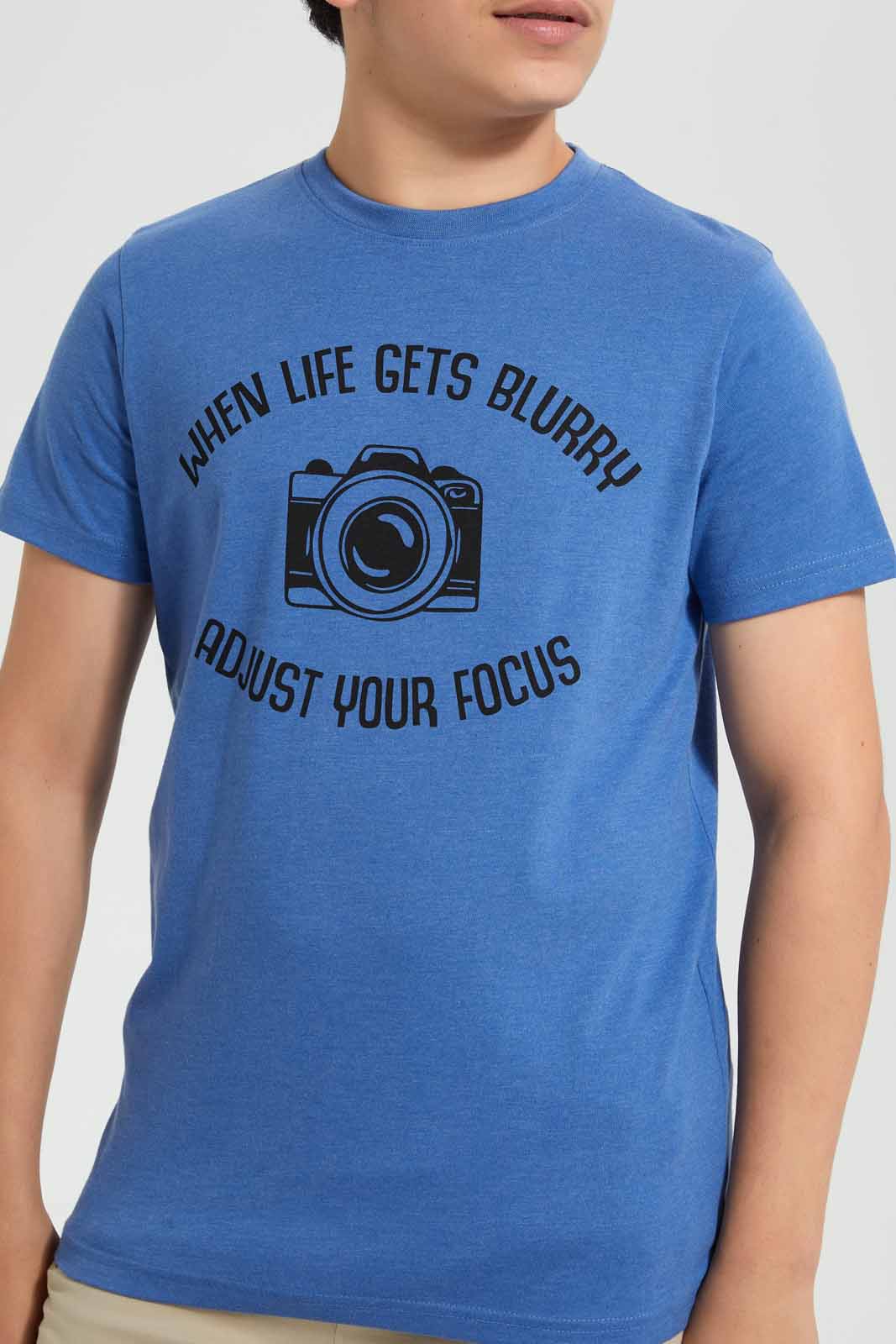 Redtag-Blue-Blurry-Tee-Graphic-T-Shirts-Senior-Boys-9 to 14 Years