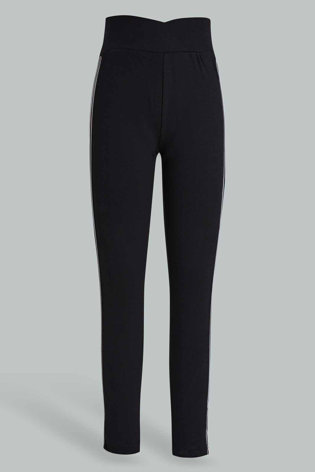 Redtag-Black-Pique-Leggings-With-Print-Category:Leggings,-Colour:Black,-Filter:Senior-Girls-(9-to-14-Yrs),-GSR-Leggings,-New-In,-New-In-GSR,-Non-Sale,-S22D,-Section:Kidswear,-TBL-Senior-Girls-