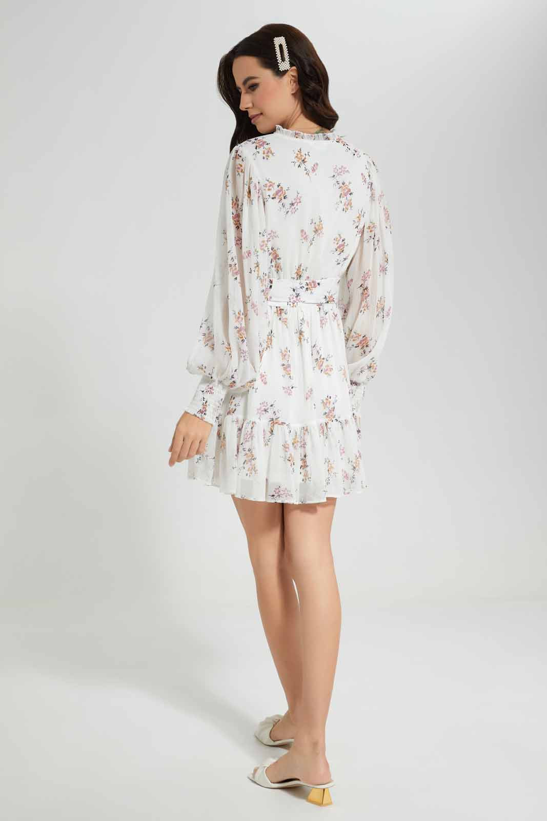 Redtag-Assorted-Blush-Floral-Print-Ruffle-Dress-APL,-Category:Dresses,-Colour:Assorted,-Deals:New-In,-Filter:Women's-Clothing,-New-In-Women-APL,-Non-Sale,-S22C,-Section:Women,-Women-Dresses-Women's-