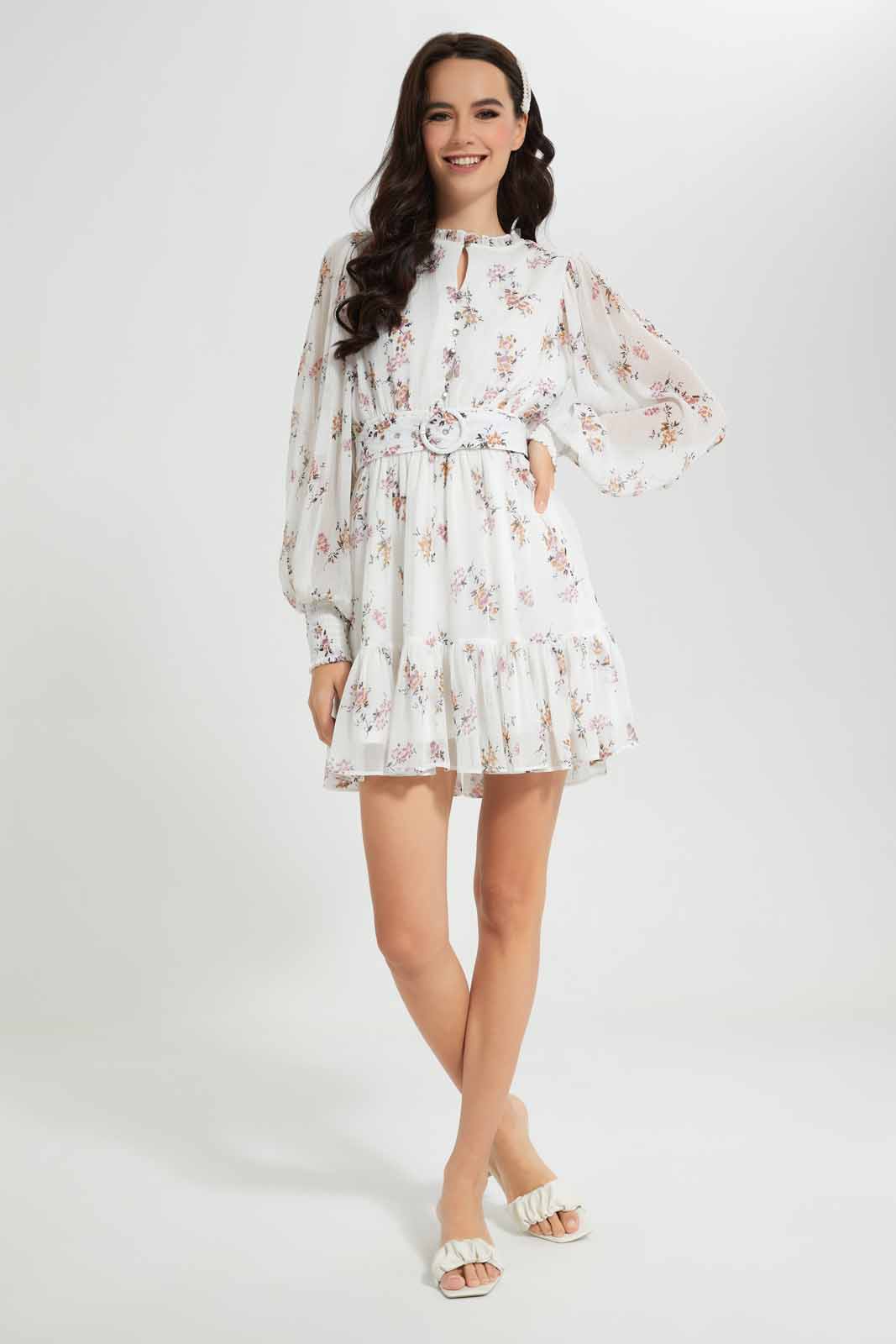 Redtag-Assorted-Blush-Floral-Print-Ruffle-Dress-APL,-Category:Dresses,-Colour:Assorted,-Deals:New-In,-Filter:Women's-Clothing,-New-In-Women-APL,-Non-Sale,-S22C,-Section:Women,-Women-Dresses-Women's-
