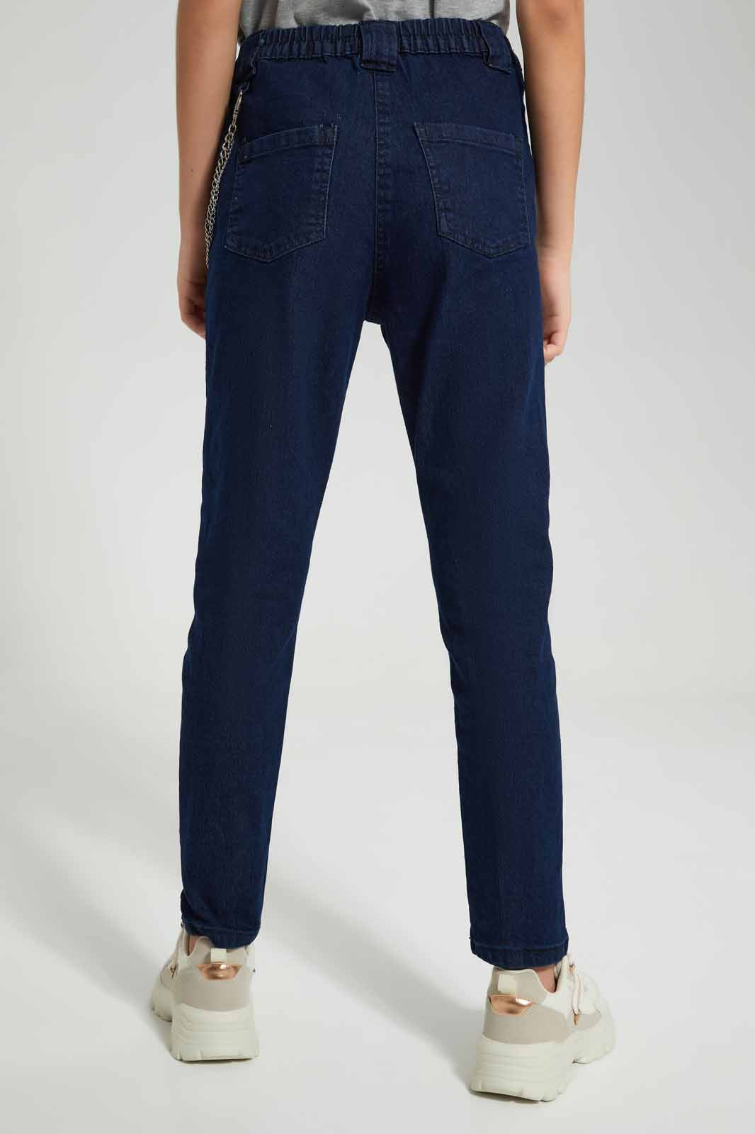 Redtag-Dk-Wash-Cargo-Jeans-W/-Chain-Category:Jeans,-Colour:Darkwash,-Deals:New-In,-Filter:Senior-Girls-(8-to-14-Yrs),-GSR-Jeans,-New-In-GSR-APL,-Non-Sale,-S22D,-Section:Girls-(0-to-14Yrs)-Senior-Girls-9 to 14 Years