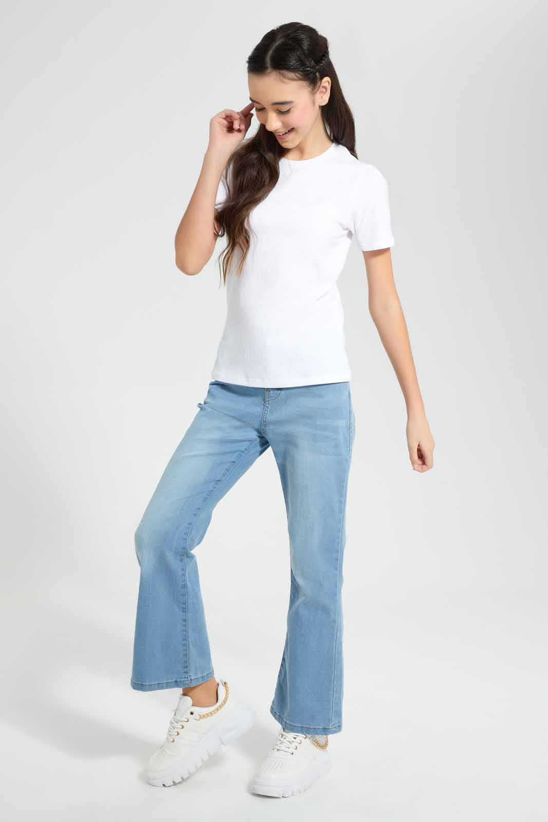 Redtag-Light-Wash-Flared-Skinny-Jeans-Category:Jeans,-Colour:Light-Wash,-Filter:Senior-Girls-(9-to-14-Yrs),-GSR-Jeans,-New-In,-New-In-GSR,-Non-Sale,-S22D,-Section:Kidswear-Senior-Girls-9 to 14 Years