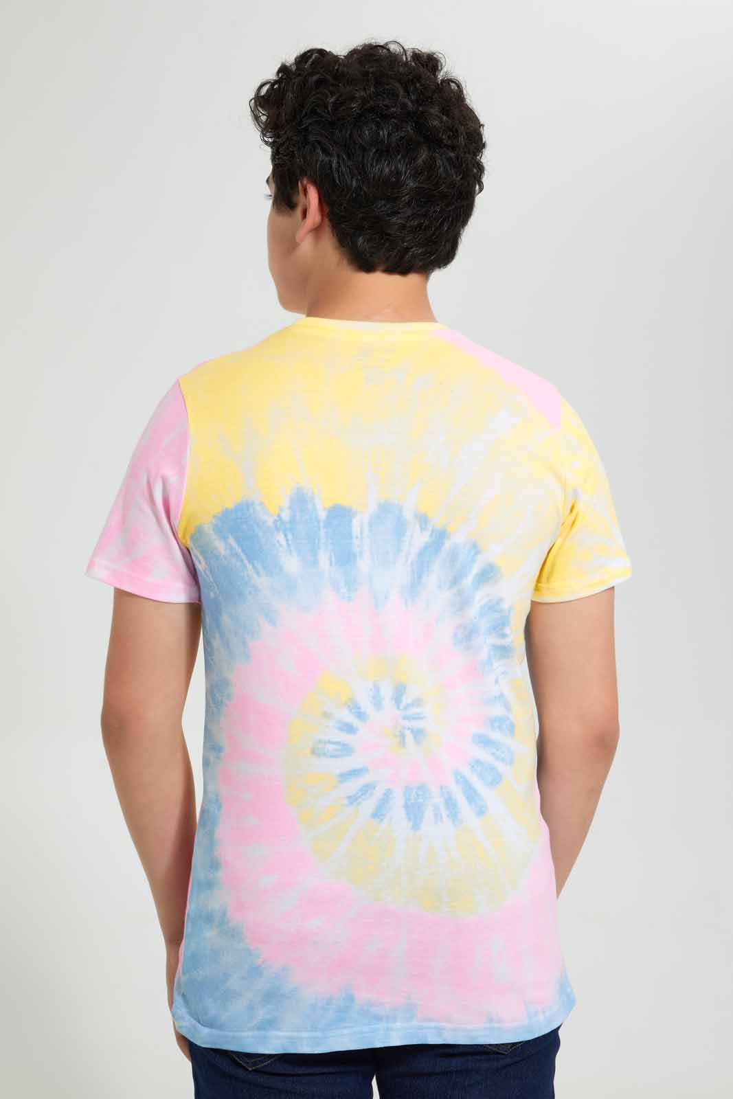 Redtag-White-Bsr-Tye-Dye-Tee-Embellished-T-Shirts-Senior-Boys-9 to 14 Years