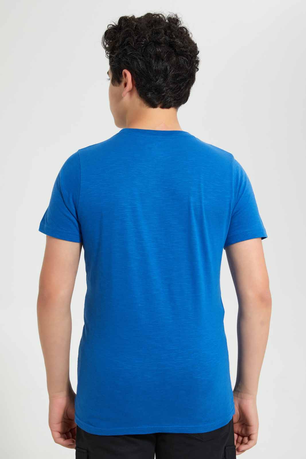Redtag-Blue-Adventure-Tee-Graphic-T-Shirts-Senior-Boys-9 to 14 Years