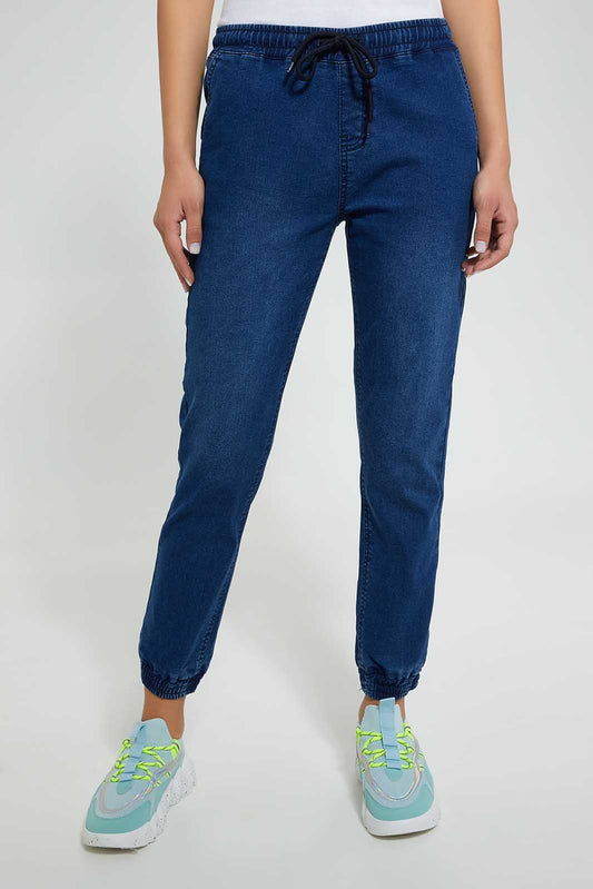 Redtag-Dark-Wash-Knit-Denim-Jogger-Jeggings-Women's-