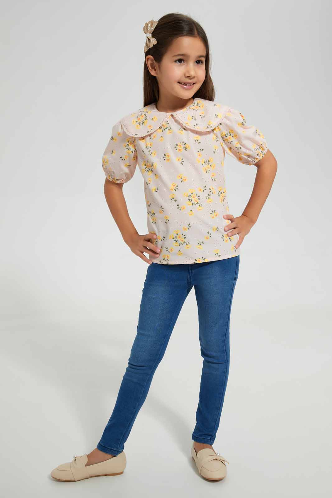 Redtag-Peach-Peter-Pan-Collar-Blouse-Category:Blouses,-Colour:Peach,-Deals:4-For-90,-Deals:Sale,-Filter:Girls-(2-to-8-Yrs),-Girls-Blouses,-S22D,-Sale-GIR-APL,-Section:Girls-(0-to-14Yrs)-Girls-2 to 8 Years