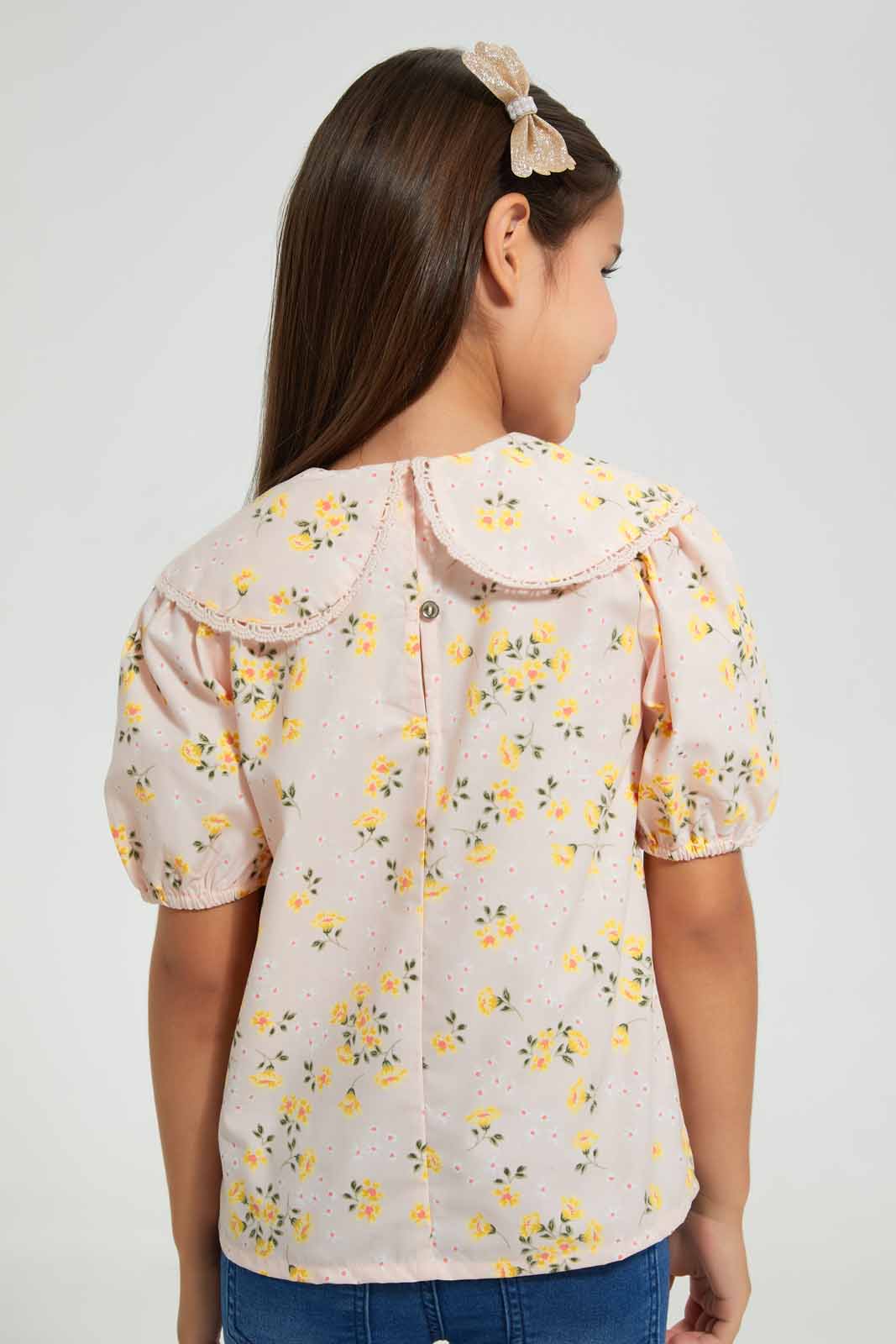 Redtag-Peach-Peter-Pan-Collar-Blouse-Category:Blouses,-Colour:Peach,-Deals:4-For-90,-Deals:Sale,-Filter:Girls-(2-to-8-Yrs),-Girls-Blouses,-S22D,-Sale-GIR-APL,-Section:Girls-(0-to-14Yrs)-Girls-2 to 8 Years