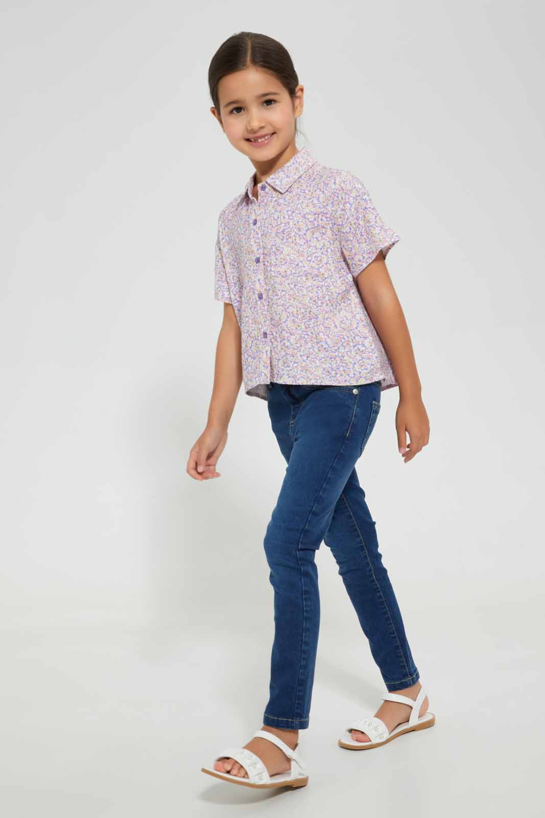Redtag-Lilac-Floral-Print-Blouse-Category:Blouses,-Colour:Lilac,-Deals:4-For-90,-Deals:Sale,-Filter:Girls-(2-to-8-Yrs),-Girls-Blouses,-S22D,-Sale-GIR-APL,-Section:Girls-(0-to-14Yrs)-Girls-2 to 8 Years