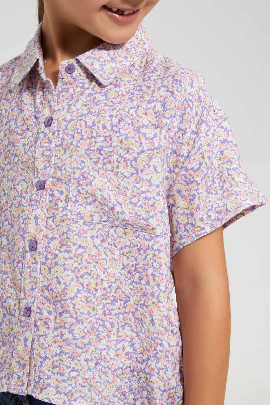 Redtag-Lilac-Floral-Print-Blouse-Category:Blouses,-Colour:Lilac,-Deals:4-For-90,-Deals:Sale,-Filter:Girls-(2-to-8-Yrs),-Girls-Blouses,-S22D,-Sale-GIR-APL,-Section:Girls-(0-to-14Yrs)-Girls-2 to 8 Years