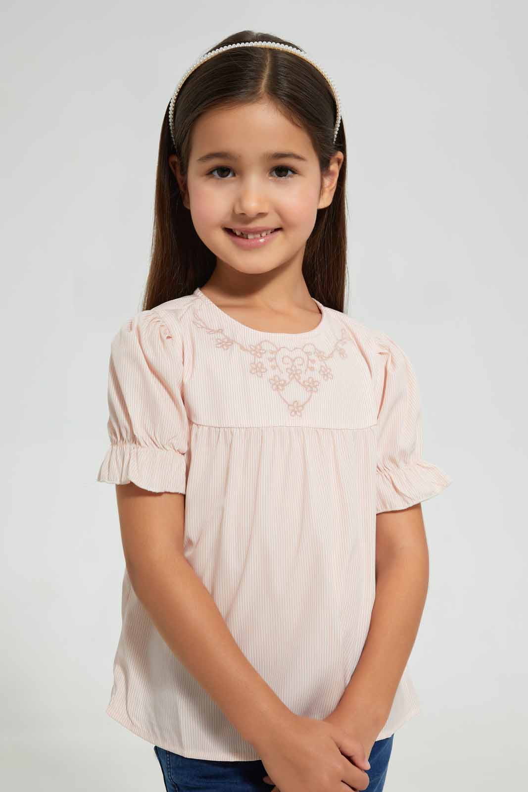 Redtag-Pink-Embroidered-Blouse-Category:Blouses,-Colour:Pink,-Deals:4-For-90,-Deals:Sale,-Filter:Girls-(2-to-8-Yrs),-Girls-Blouses,-S22D,-Sale-GIR-APL,-Section:Girls-(0-to-14Yrs)-Girls-2 to 8 Years