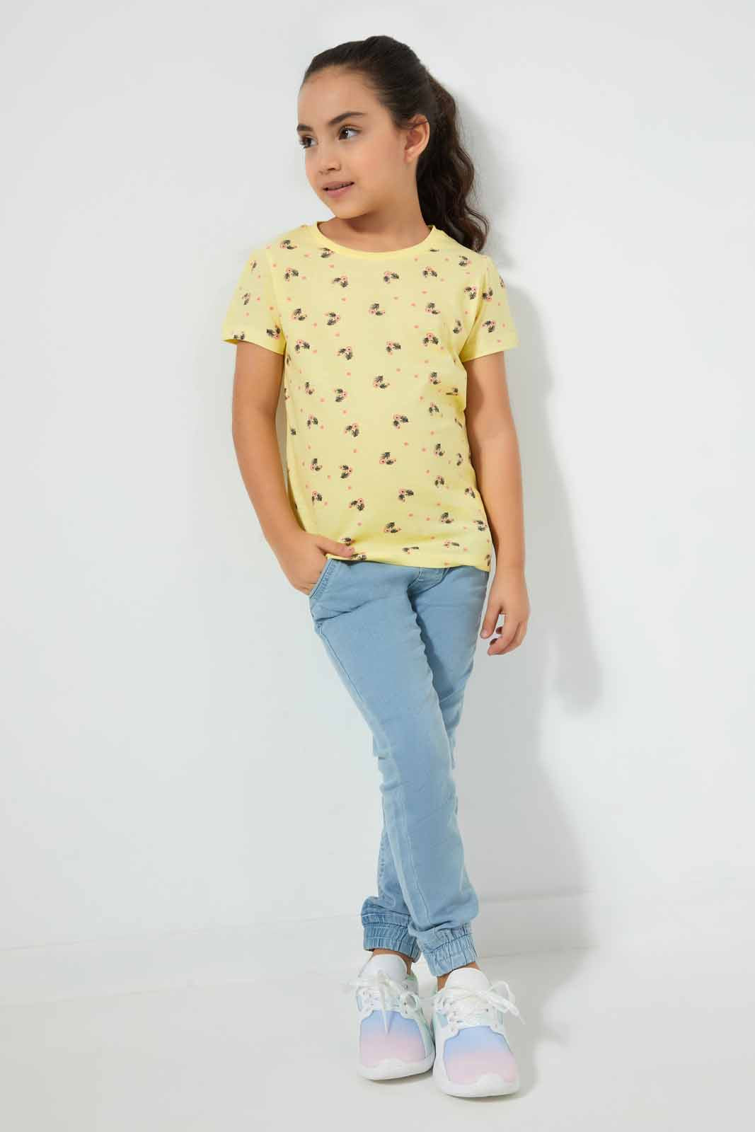 Yellow And Peach Floral T-Shirt (Pack of 2)
