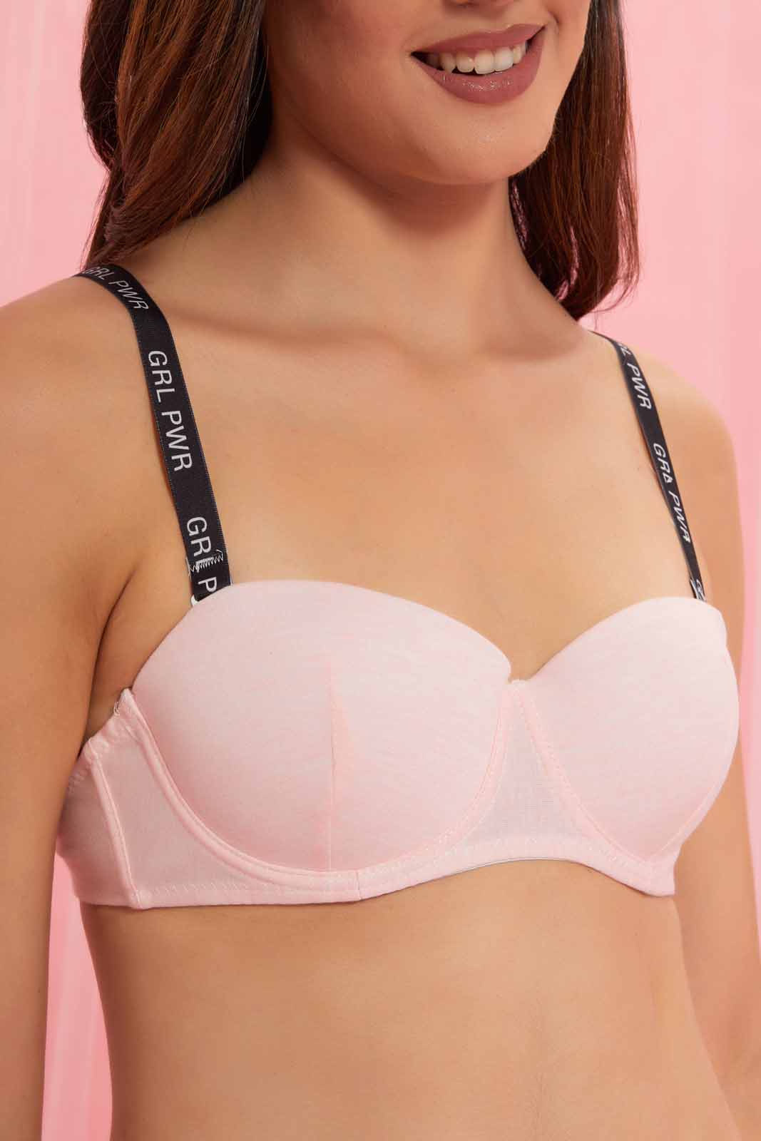 Redtag-Pink-Melange-Balconette-Bra-With-Printed-Elastic-Category:Bras,-Colour:Apricot,-Deals:New-In,-Filter:Women's-Clothing,-New-In-Women-APL,-Non-Sale,-Section:Women,-TBL,-W22O,-Women-Bras--