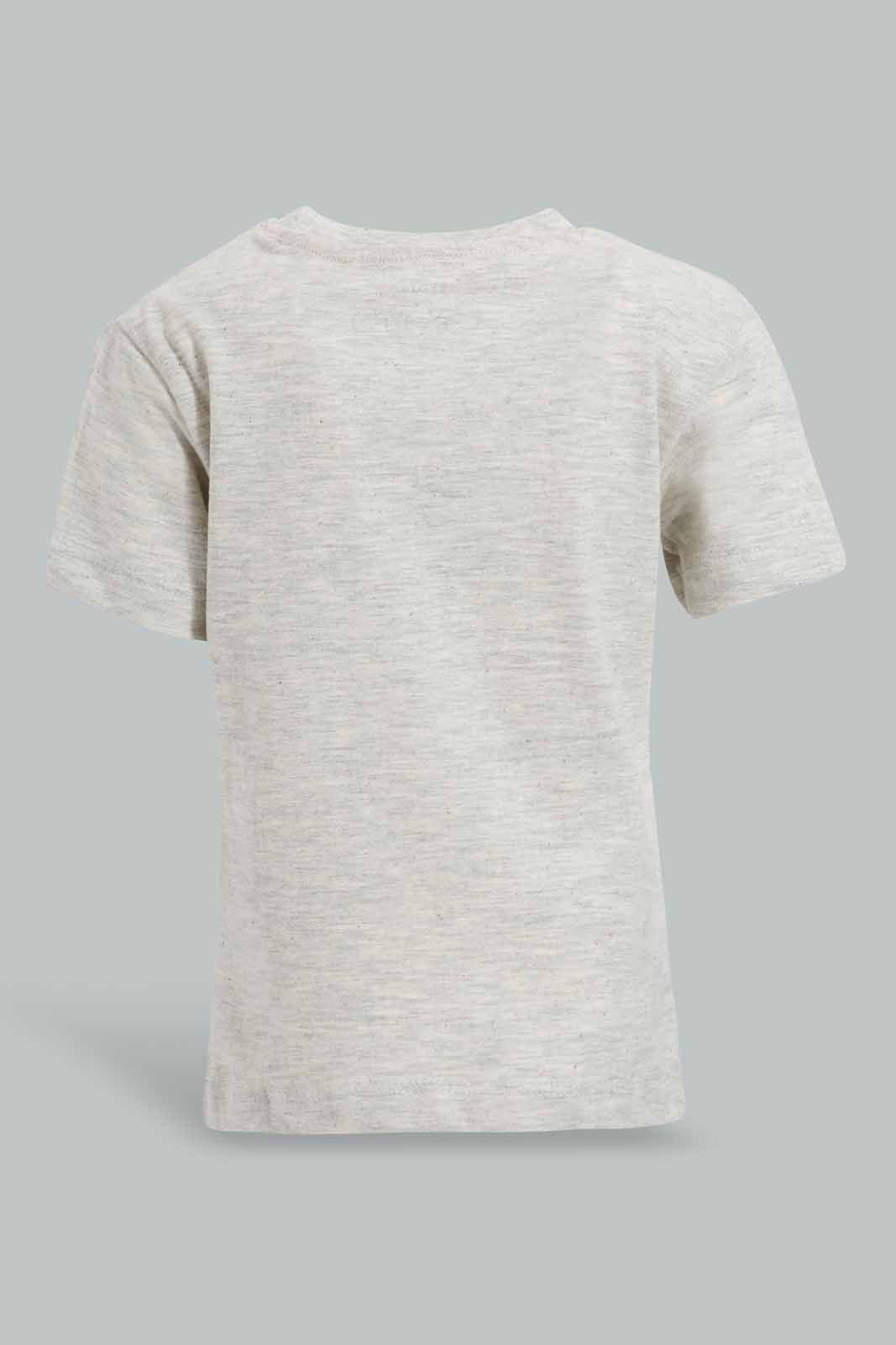 Redtag-Ecru-Dino-Short-Slv-Tshirt-Category:T-Shirts,-Colour:Ecru,-Deals:New-In,-Filter:Infant-Boys-(3-to-24-Mths),-INB-T-Shirts,-New-In-INB-APL,-Non-Sale,-S22D,-Section:Boys-(0-to-14Yrs),-TBL-Infant-Boys-3 to 24 Months