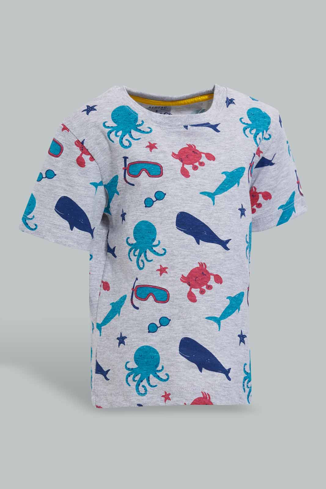 Redtag-Grey-Shark-Printed-Short-Slv-Tshirt-Category:T-Shirts,-Colour:Grey,-Deals:New-In,-Filter:Infant-Boys-(3-to-24-Mths),-INB-T-Shirts,-New-In-INB-APL,-Non-Sale,-S22D,-Section:Boys-(0-to-14Yrs),-TBL-Infant-Boys-3 to 24 Months