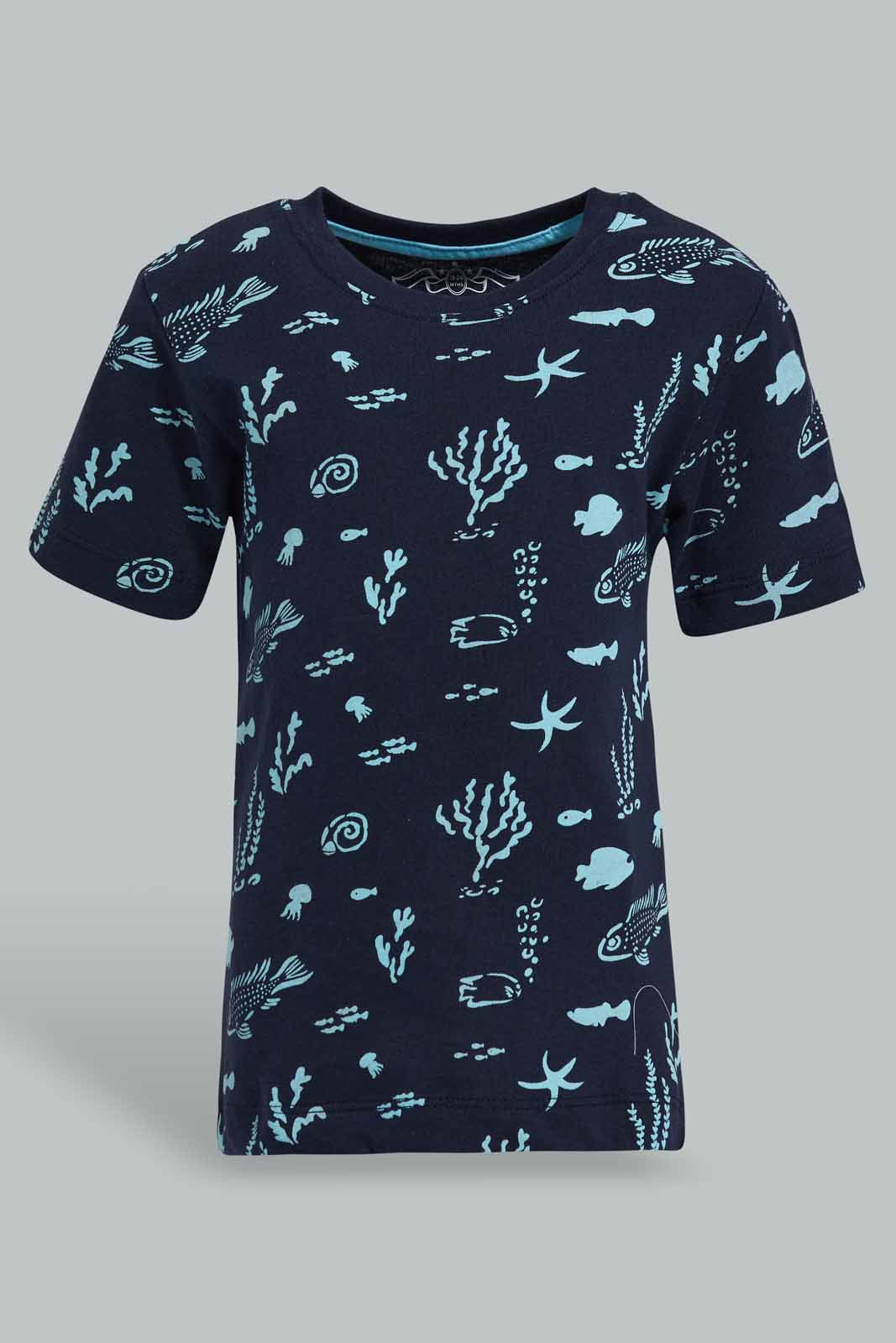 Redtag-Navy-Shark-Printed-Short-Slv-Tshit-Category:T-Shirts,-Colour:Navy,-Deals:New-In,-Filter:Infant-Boys-(3-to-24-Mths),-INB-T-Shirts,-New-In-INB-APL,-Non-Sale,-S22D,-Section:Boys-(0-to-14Yrs),-TBL-Infant-Boys-3 to 24 Months