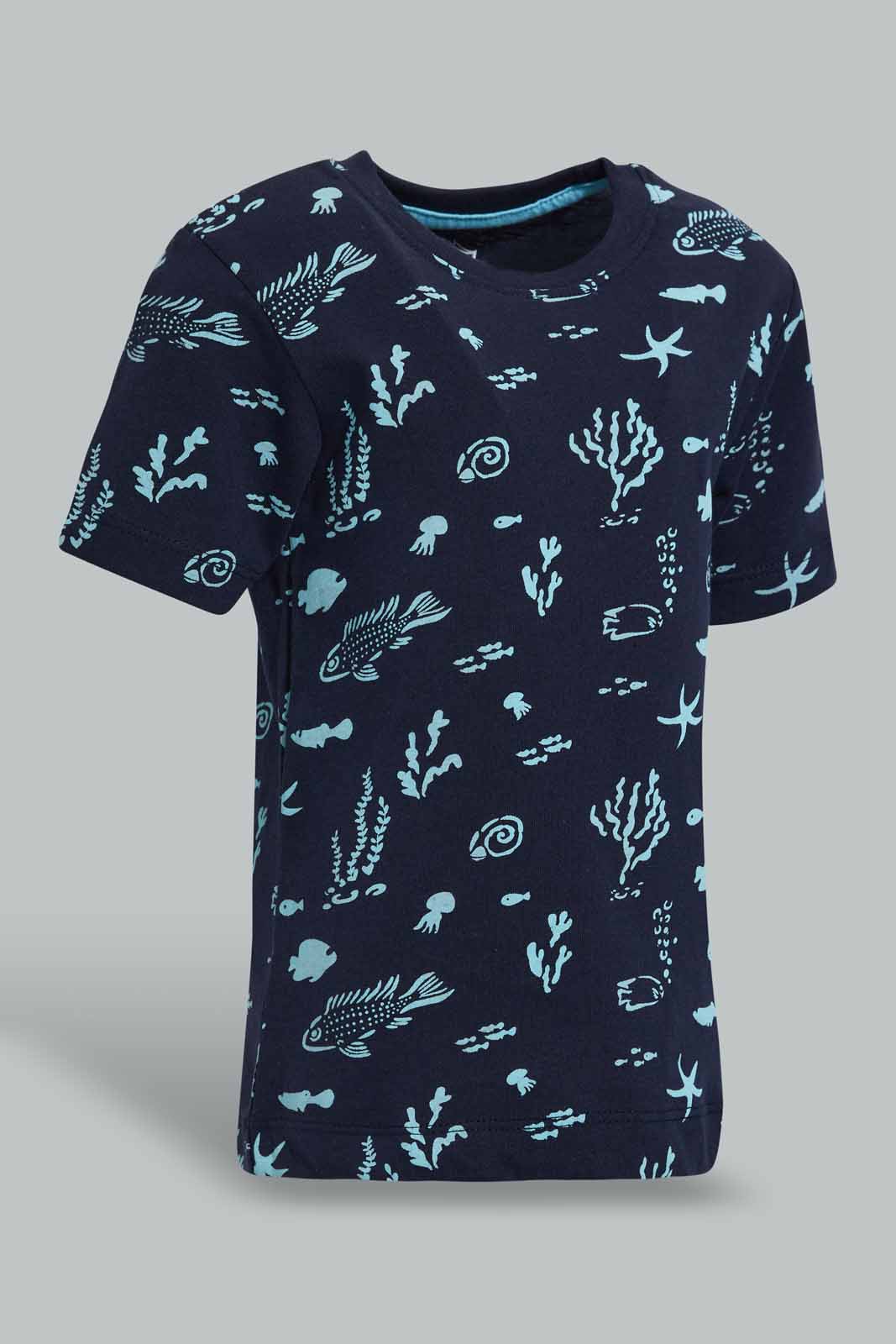 Redtag-Navy-Shark-Printed-Short-Slv-Tshit-Category:T-Shirts,-Colour:Navy,-Deals:New-In,-Filter:Infant-Boys-(3-to-24-Mths),-INB-T-Shirts,-New-In-INB-APL,-Non-Sale,-S22D,-Section:Boys-(0-to-14Yrs),-TBL-Infant-Boys-3 to 24 Months
