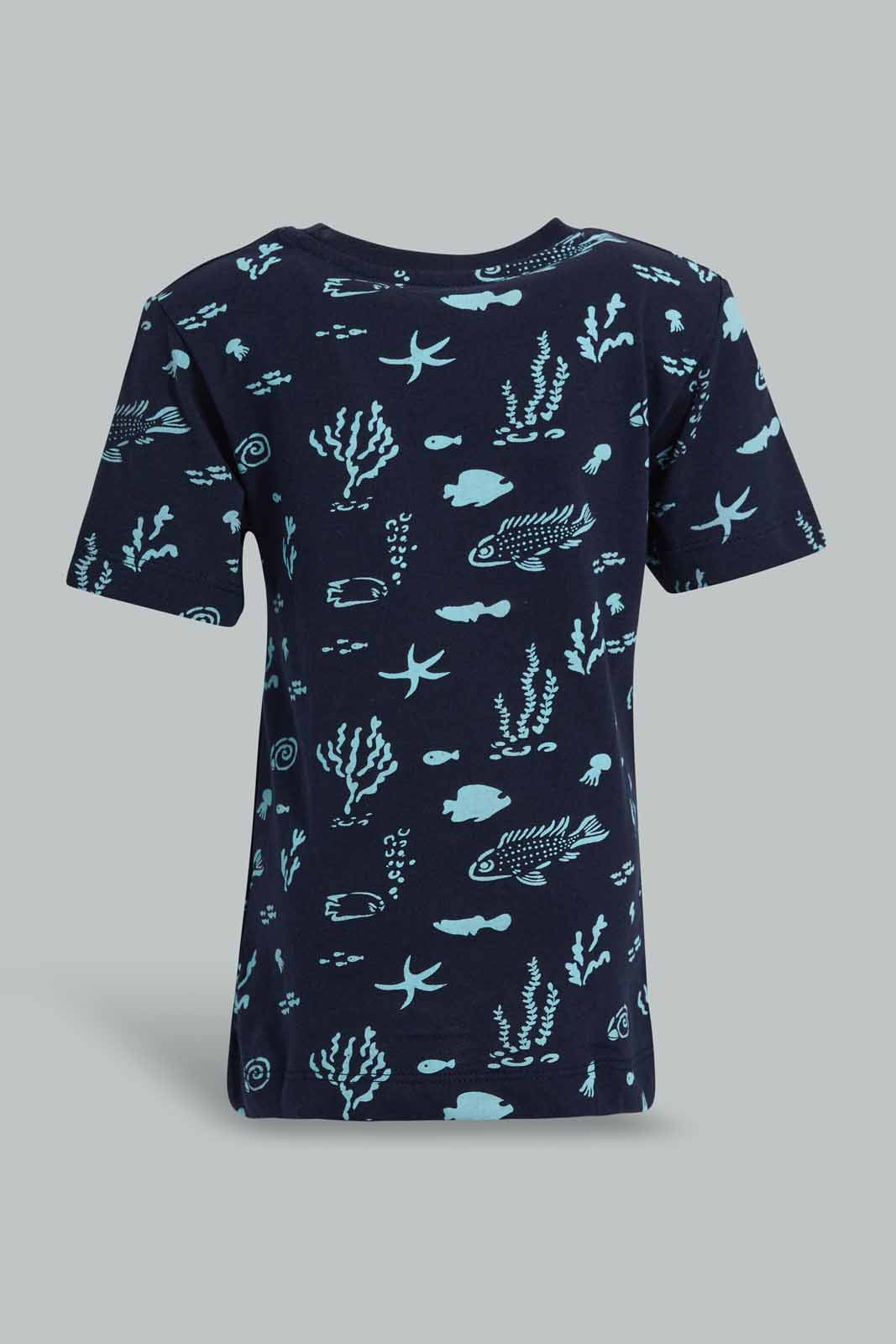 Redtag-Navy-Shark-Printed-Short-Slv-Tshit-Category:T-Shirts,-Colour:Navy,-Deals:New-In,-Filter:Infant-Boys-(3-to-24-Mths),-INB-T-Shirts,-New-In-INB-APL,-Non-Sale,-S22D,-Section:Boys-(0-to-14Yrs),-TBL-Infant-Boys-3 to 24 Months