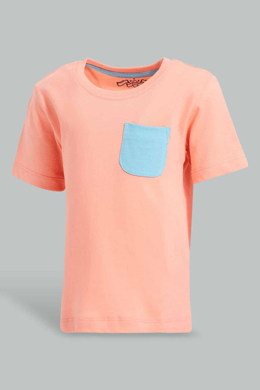 Redtag-Pink-Short-Slv-Pocket-Tshirt-Category:T-Shirts,-Colour:Apricot,-Deals:New-In,-Filter:Infant-Boys-(3-to-24-Mths),-INB-T-Shirts,-New-In-INB-APL,-Non-Sale,-S22D,-Section:Boys-(0-to-14Yrs),-TBL-Infant-Boys-3 to 24 Months